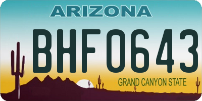 AZ license plate BHF0643