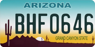 AZ license plate BHF0646