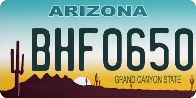 AZ license plate BHF0650