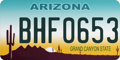 AZ license plate BHF0653