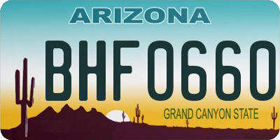 AZ license plate BHF0660