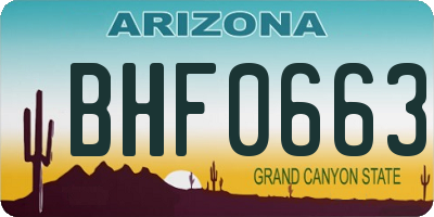 AZ license plate BHF0663