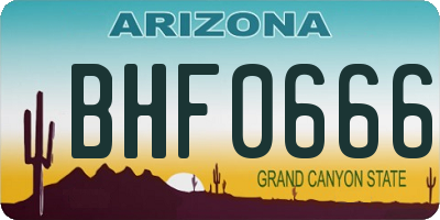 AZ license plate BHF0666