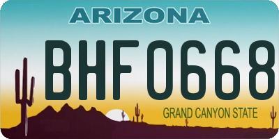 AZ license plate BHF0668