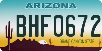 AZ license plate BHF0672