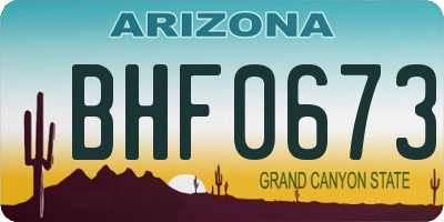 AZ license plate BHF0673