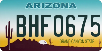 AZ license plate BHF0675