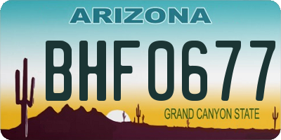 AZ license plate BHF0677