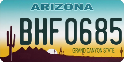 AZ license plate BHF0685