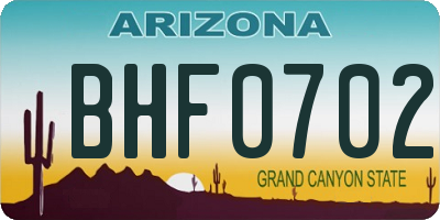 AZ license plate BHF0702