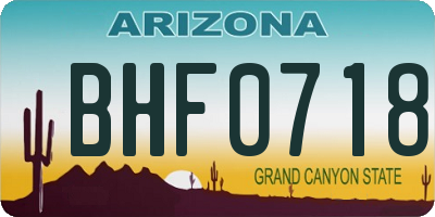 AZ license plate BHF0718