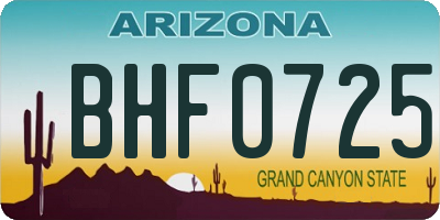AZ license plate BHF0725