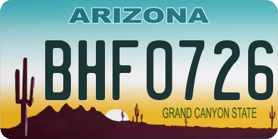 AZ license plate BHF0726