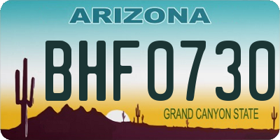AZ license plate BHF0730
