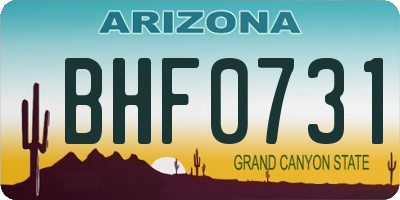 AZ license plate BHF0731