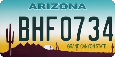 AZ license plate BHF0734
