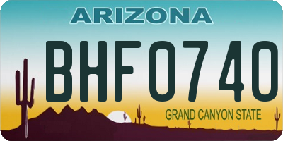 AZ license plate BHF0740