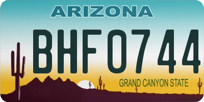 AZ license plate BHF0744