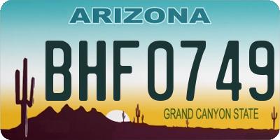 AZ license plate BHF0749