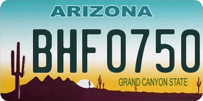 AZ license plate BHF0750
