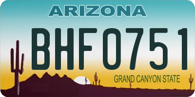 AZ license plate BHF0751