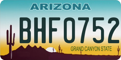 AZ license plate BHF0752