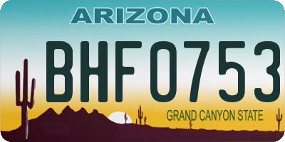 AZ license plate BHF0753