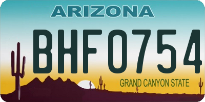AZ license plate BHF0754
