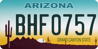 AZ license plate BHF0757