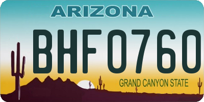 AZ license plate BHF0760