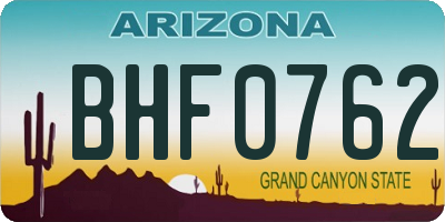 AZ license plate BHF0762