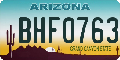 AZ license plate BHF0763