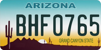 AZ license plate BHF0765