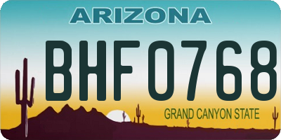 AZ license plate BHF0768