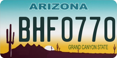 AZ license plate BHF0770