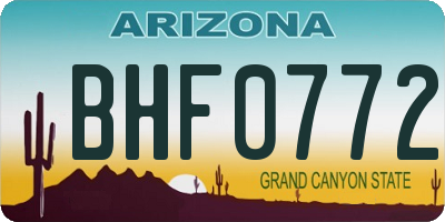 AZ license plate BHF0772