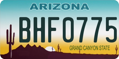 AZ license plate BHF0775