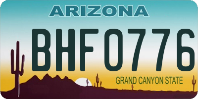 AZ license plate BHF0776