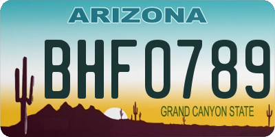 AZ license plate BHF0789