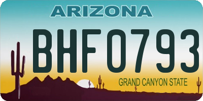 AZ license plate BHF0793