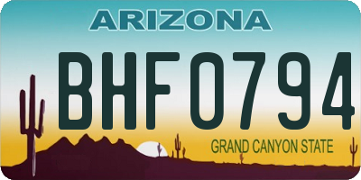 AZ license plate BHF0794