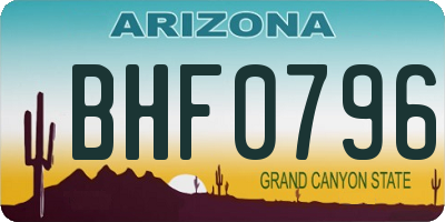 AZ license plate BHF0796