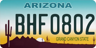 AZ license plate BHF0802