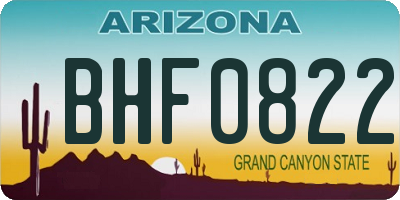 AZ license plate BHF0822