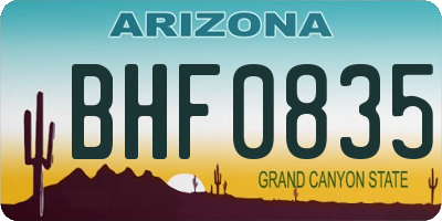 AZ license plate BHF0835