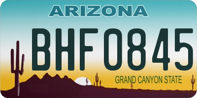 AZ license plate BHF0845