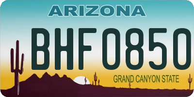 AZ license plate BHF0850