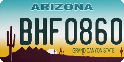 AZ license plate BHF0860