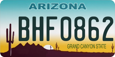 AZ license plate BHF0862