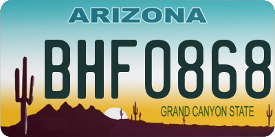 AZ license plate BHF0868